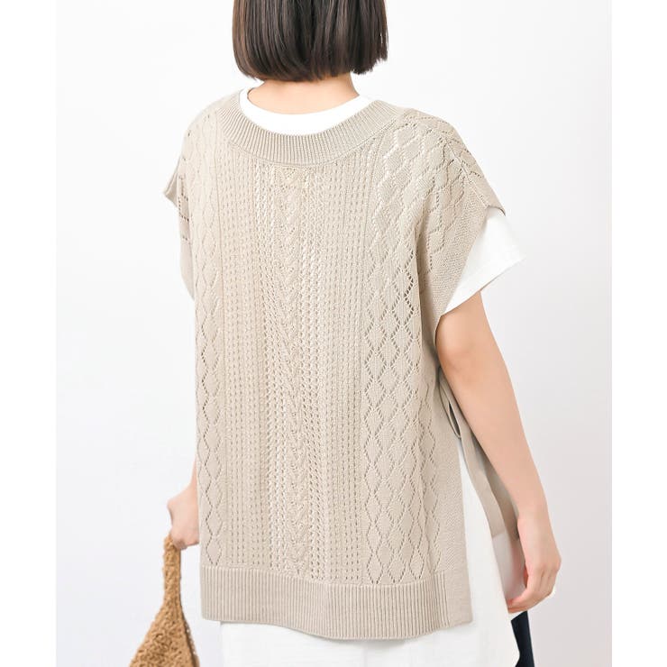 透かし総柄サイドリボンニットベスト | rps | 詳細画像17 