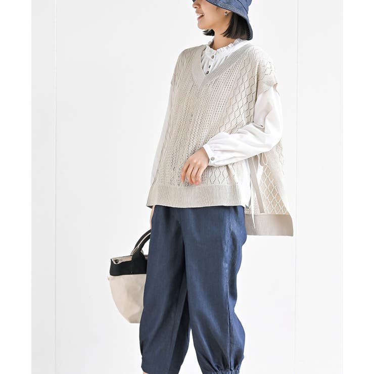 透かし総柄サイドリボンニットベスト | rps | 詳細画像20 