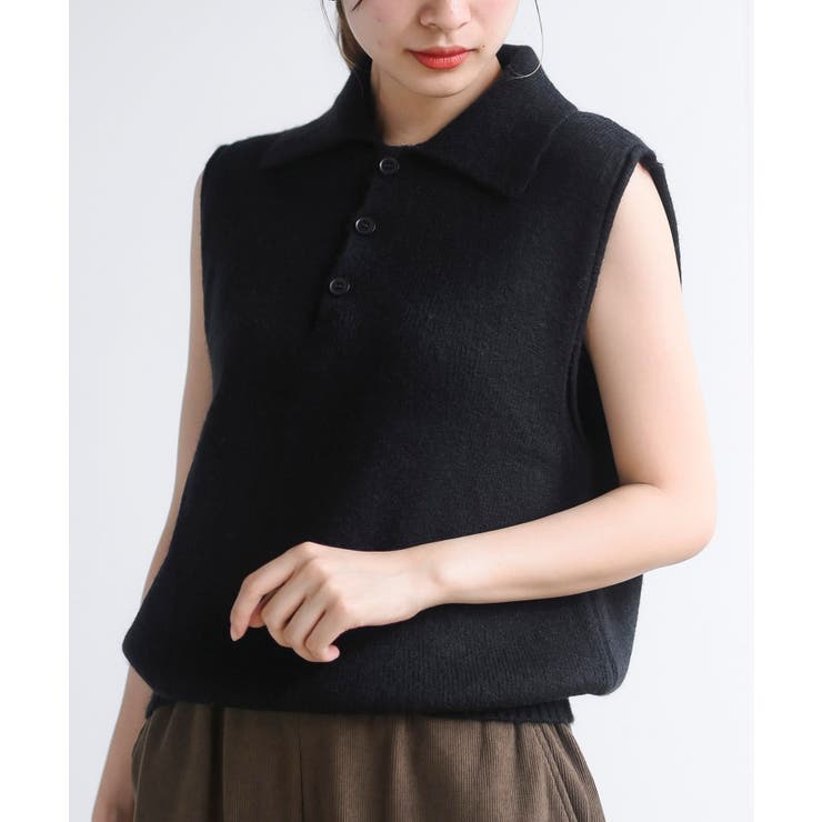 ノースリーブシャギーポロニットプルオーバー[品番：RPSW0002185]｜rps