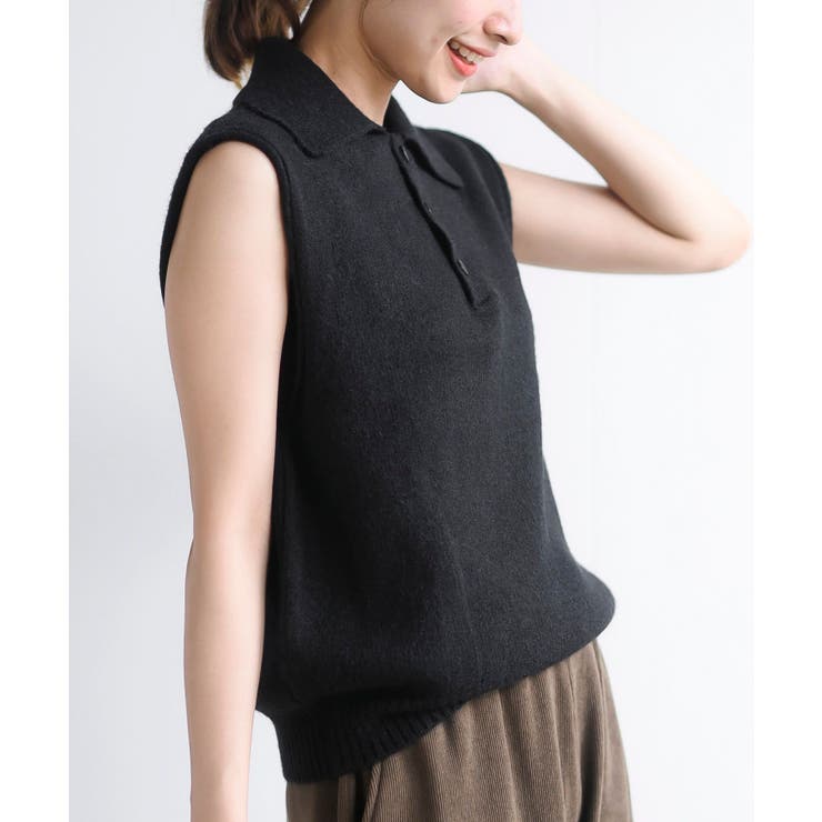 ノースリーブシャギーポロニットプルオーバー[品番：RPSW0002185]｜rps