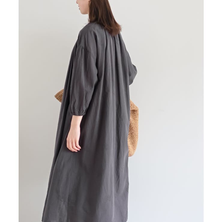 総刺繍バンドカラー９分袖シャツワンピース | rps | 詳細画像12 