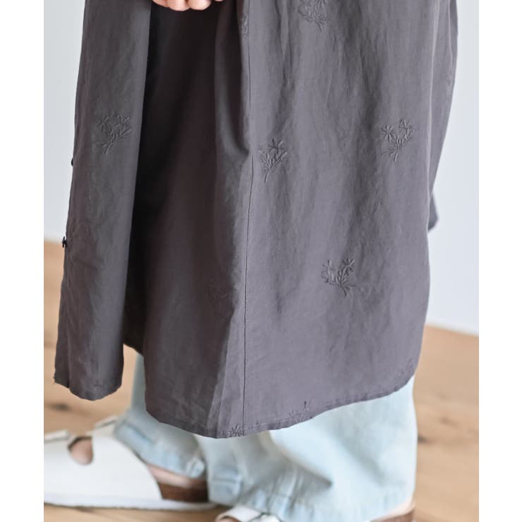 総刺繍バンドカラー９分袖シャツワンピース | rps | 詳細画像18 