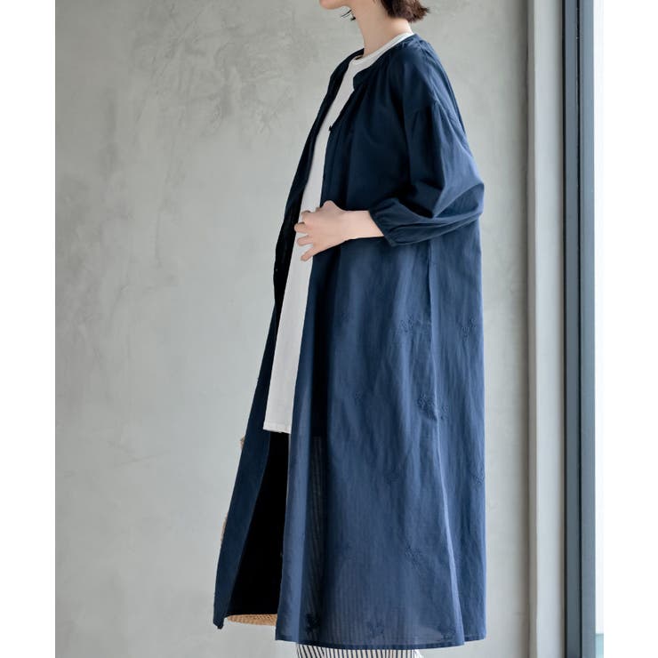 総刺繍バンドカラー９分袖シャツワンピース | rps | 詳細画像22 