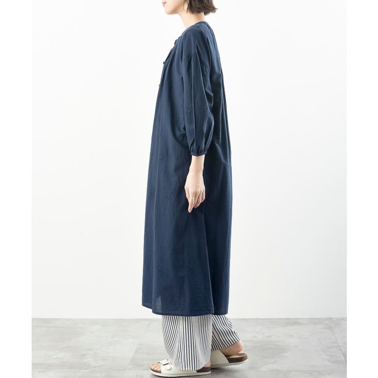 総刺繍バンドカラー９分袖シャツワンピース | rps | 詳細画像30 