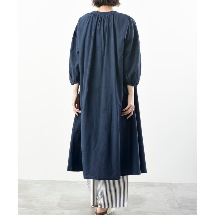 総刺繍バンドカラー９分袖シャツワンピース | rps | 詳細画像31 