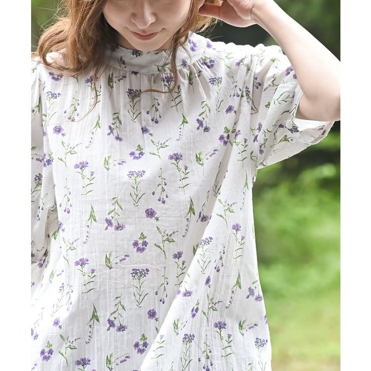 花柄プチハイネック７分袖ブラウス | rps | 詳細画像15 