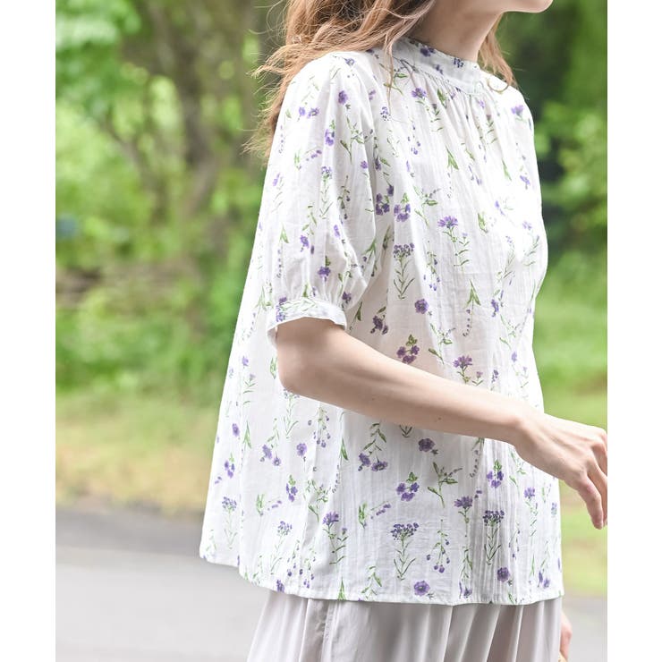 花柄プチハイネック７分袖ブラウス | rps | 詳細画像18 