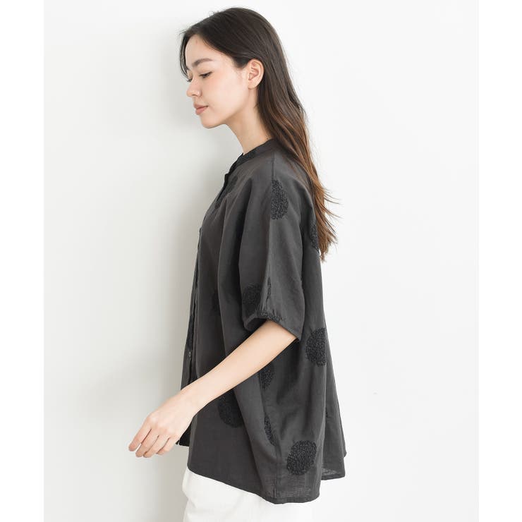 サガラ刺繍バンドカラードルマンブラウス | rps | 詳細画像37 