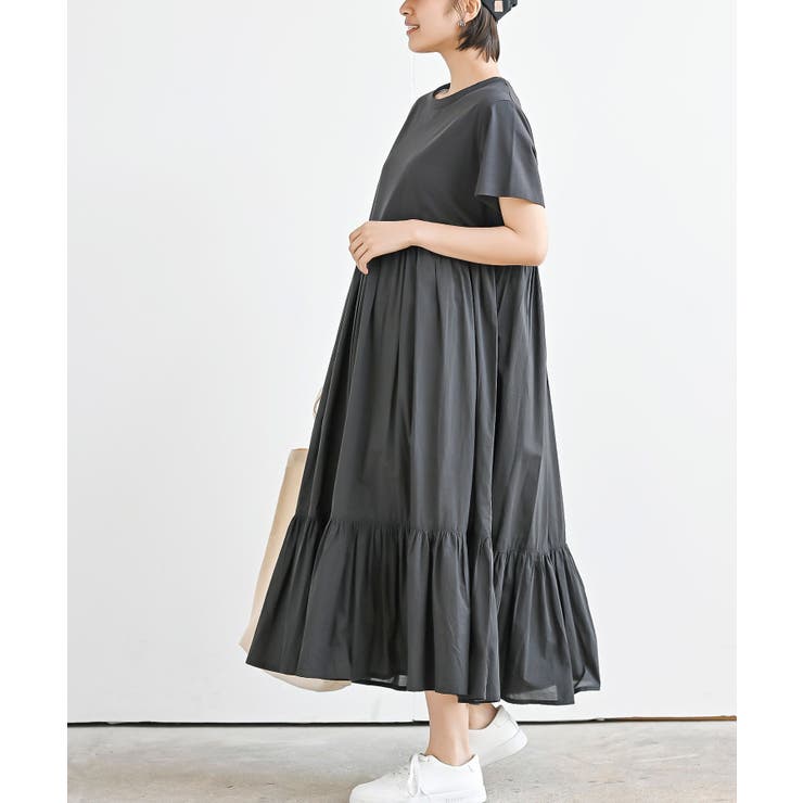 カット×布帛切替ティアードワンピース | rps | 詳細画像3 
