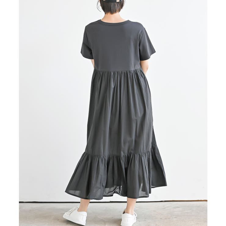 カット×布帛切替ティアードワンピース | rps | 詳細画像4 