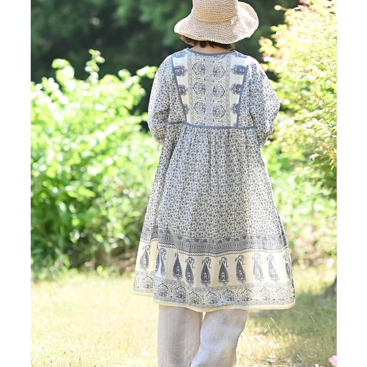 パネルプリント7分袖ワンピース[品番：RPSW0002509]｜rps（アール