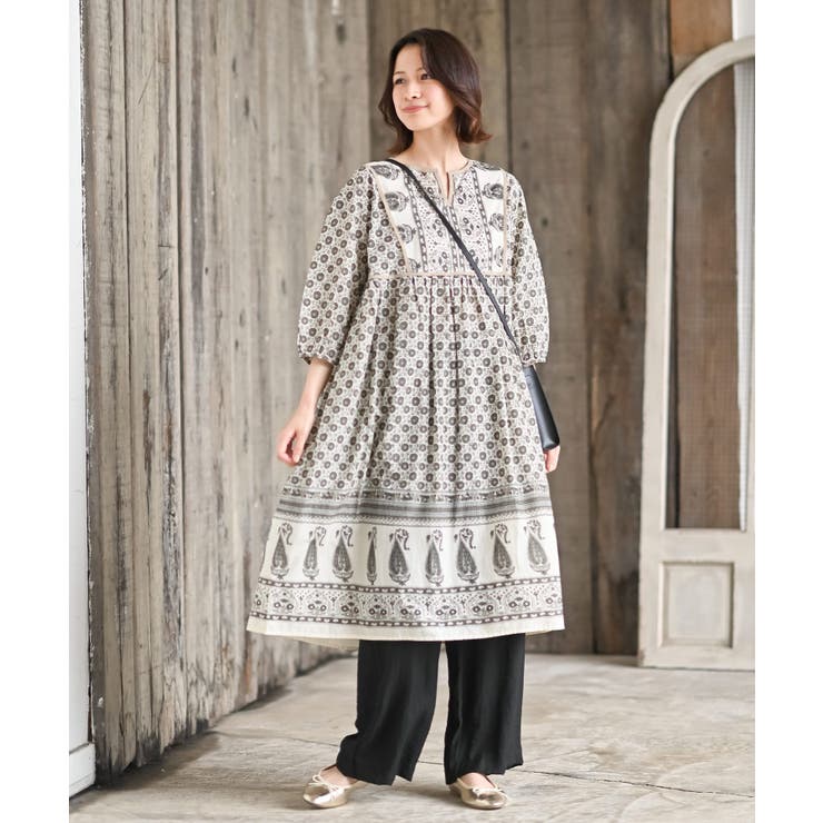 （あつな）ルルゲッタ Squirrel&Rabbit 七分袖　ワンピース ルルゲッタ Squirrel&Rabbit 七分袖 ワンピース ネイビー あつな