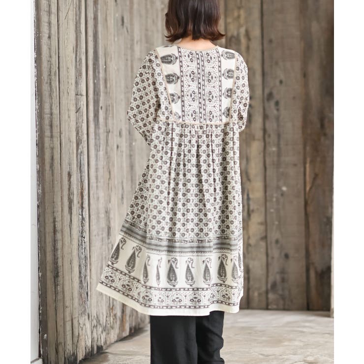 パネルプリント7分袖ワンピース[品番：RPSW0002509]｜rps（アール