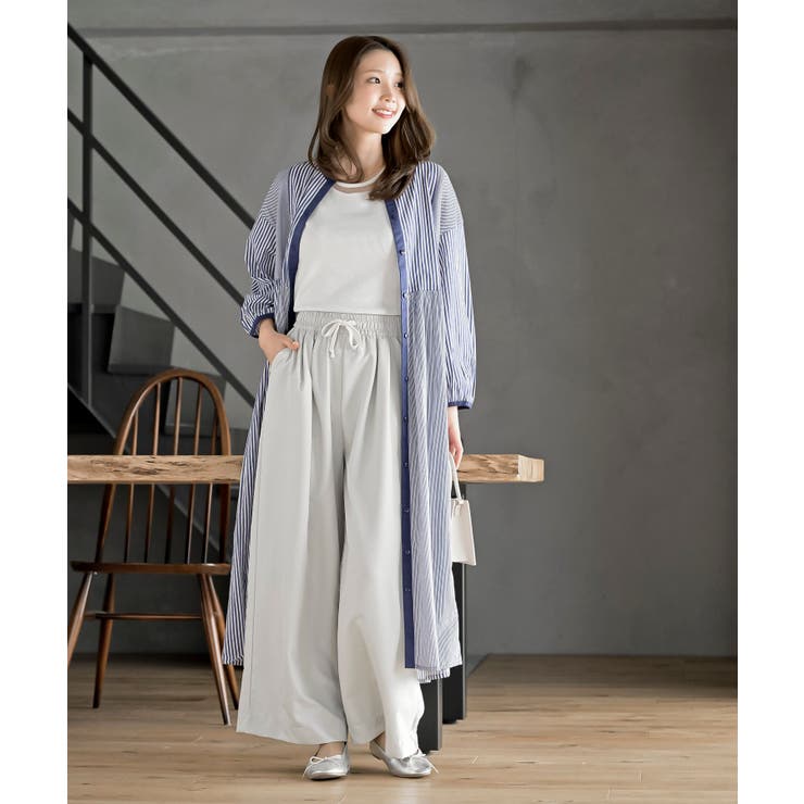 ストライプパターン切替７分袖シャツワンピース | rps | 詳細画像11 