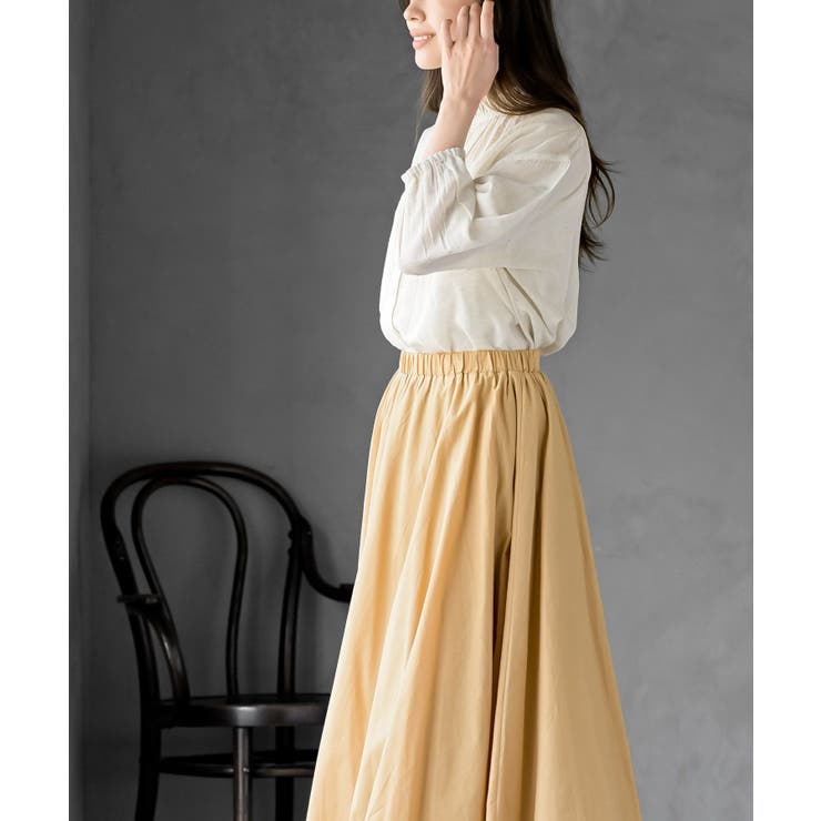 フリルネック７分袖綿麻ブラウス | rps | 詳細画像13 