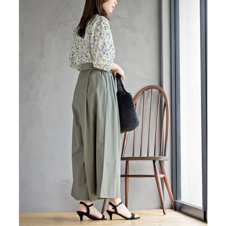 フリルネック７分袖綿麻ブラウス | rps | 詳細画像23 