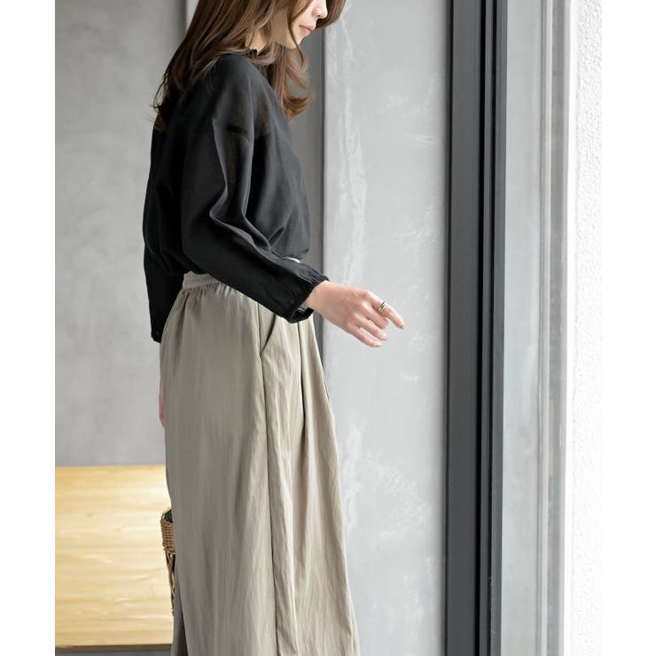 フリルネック７分袖綿麻ブラウス | rps | 詳細画像29 