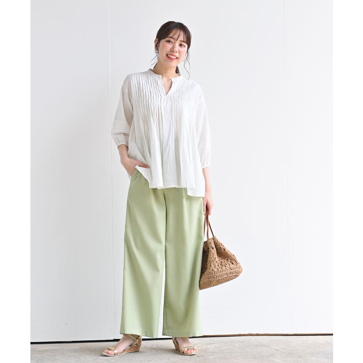 ブラウス シャツ スッキパーネックピンタックブラウス レディース スッキパーネックピンタックブラウス（シャツ/ブラウス）｜AMAJI