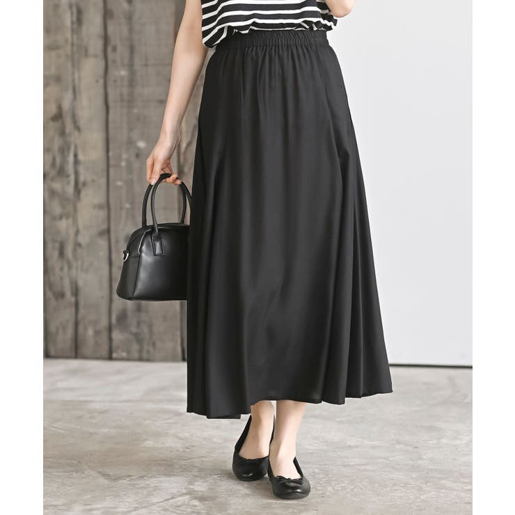 ブラック | ６枚ハギレーヨンフレアースカート | rps