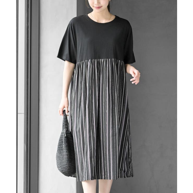 ブラック2 | プリント切替ワンピース | rps