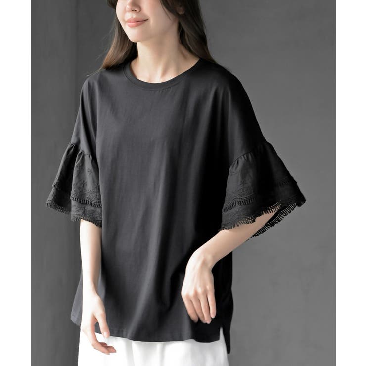 刺繍レーススリーブ切替カットＴ | rps | 詳細画像15 