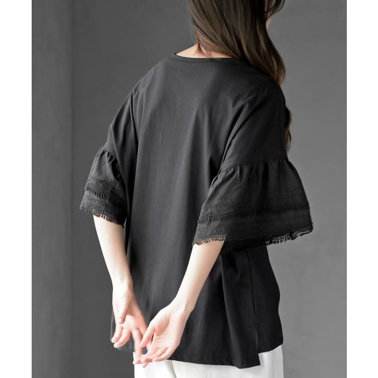 刺繍レーススリーブ切替カットＴ | rps | 詳細画像16 