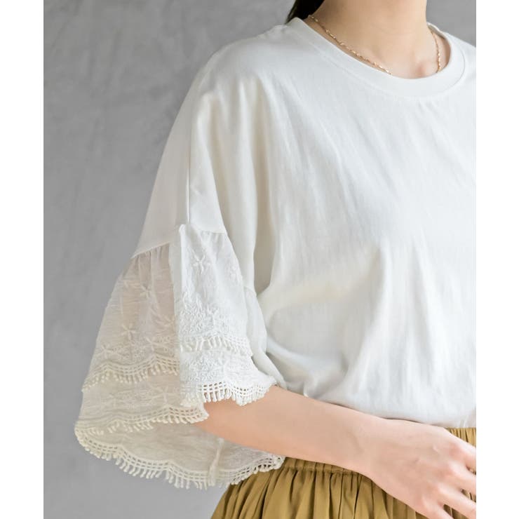 刺繍レーススリーブ切替カットＴ | rps | 詳細画像6 