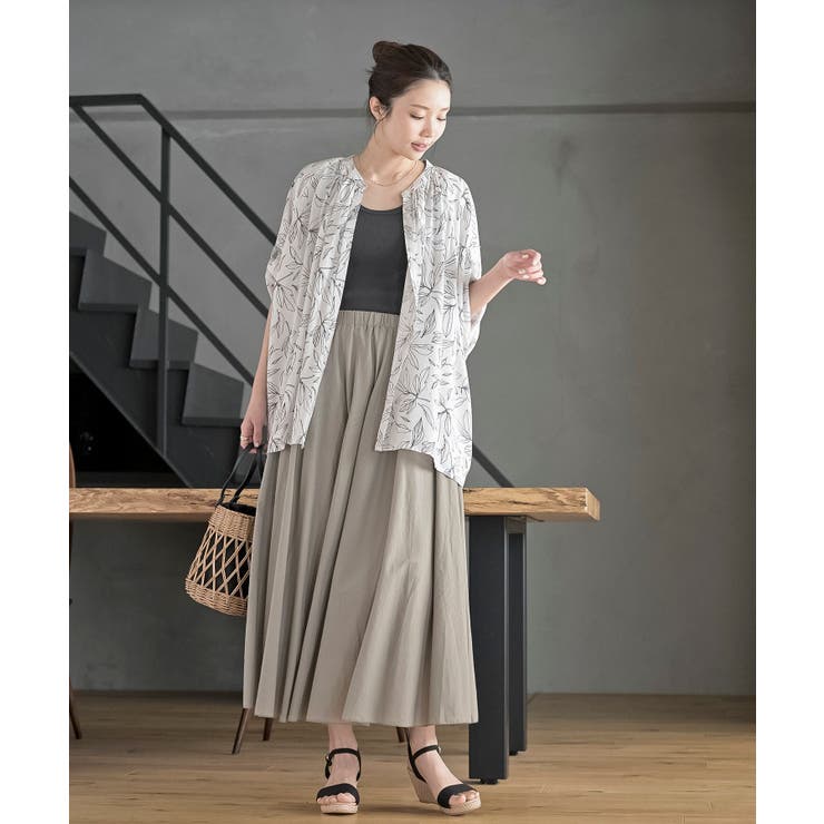 バンドカラーレーヨンプリントドルマンブラウス | rps | 詳細画像10 