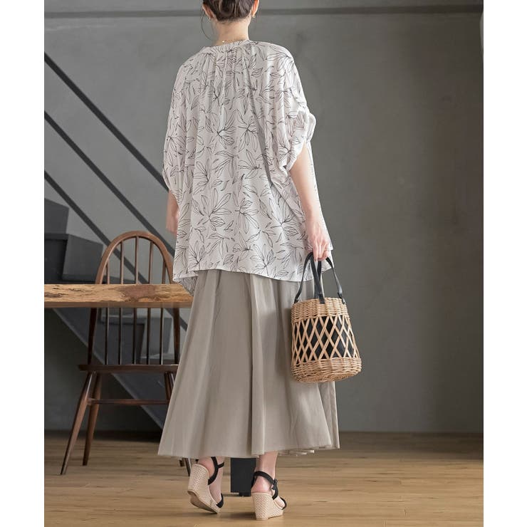 バンドカラーレーヨンプリントドルマンブラウス | rps | 詳細画像12 