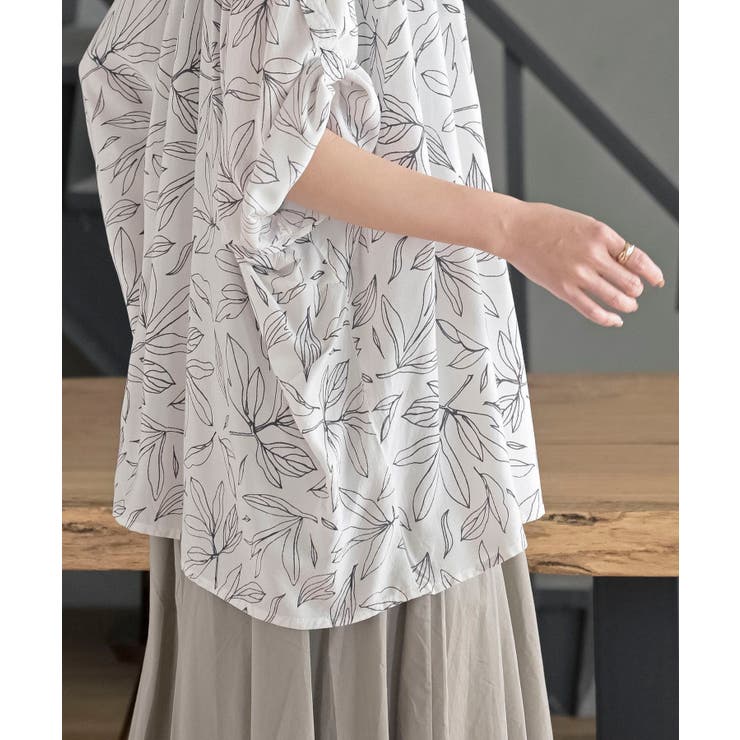 バンドカラーレーヨンプリントドルマンブラウス | rps | 詳細画像15 