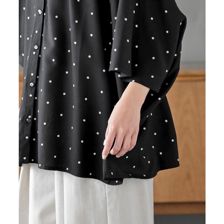 バンドカラーレーヨンプリントドルマンブラウス | rps | 詳細画像23 