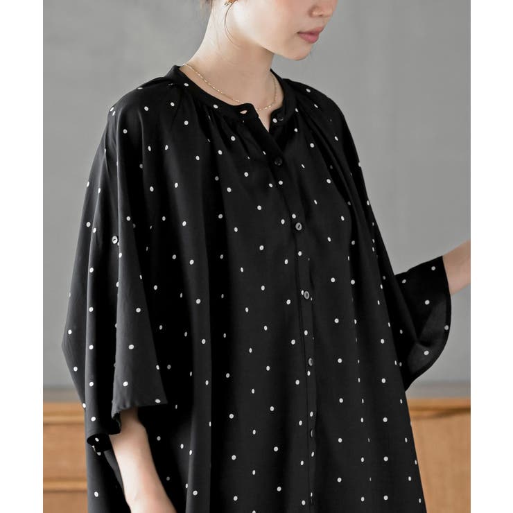 バンドカラーレーヨンプリントドルマンブラウス | rps | 詳細画像25 