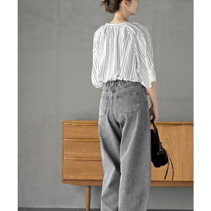 バンドカラーレーヨンプリントドルマンブラウス | rps | 詳細画像4 