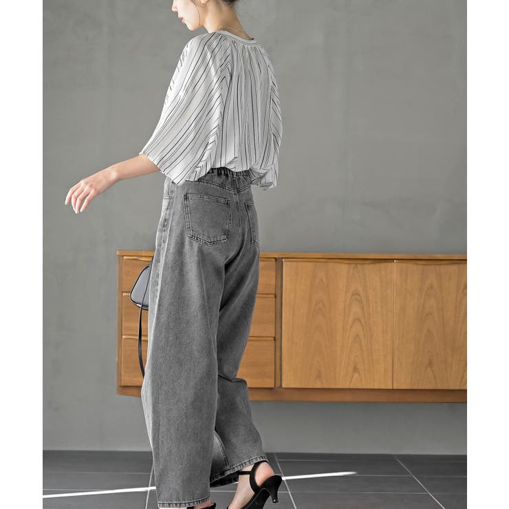 バンドカラーレーヨンプリントドルマンブラウス | rps | 詳細画像5 