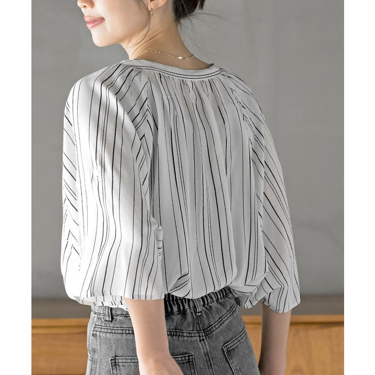 バンドカラーレーヨンプリントドルマンブラウス | rps | 詳細画像8 