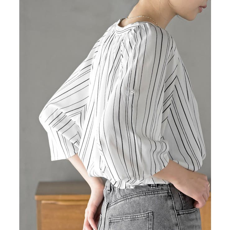 バンドカラーレーヨンプリントドルマンブラウス | rps | 詳細画像9 