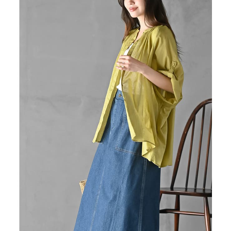 バンドカラーコットンドルマンブラウス | rps | 詳細画像19 