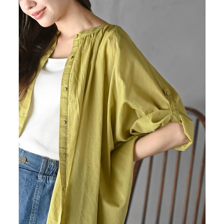 バンドカラーコットンドルマンブラウス | rps | 詳細画像22 