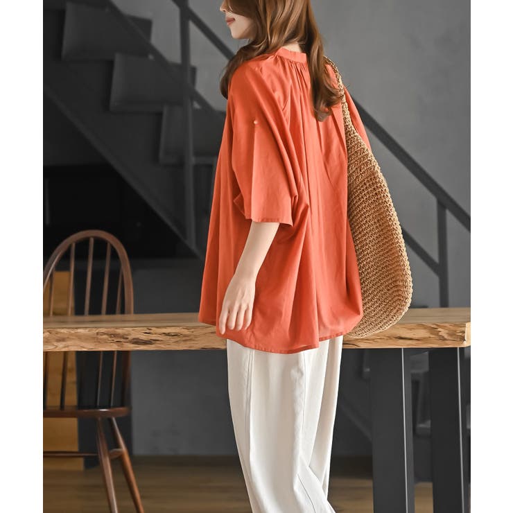 バンドカラーコットンドルマンブラウス | rps | 詳細画像27 