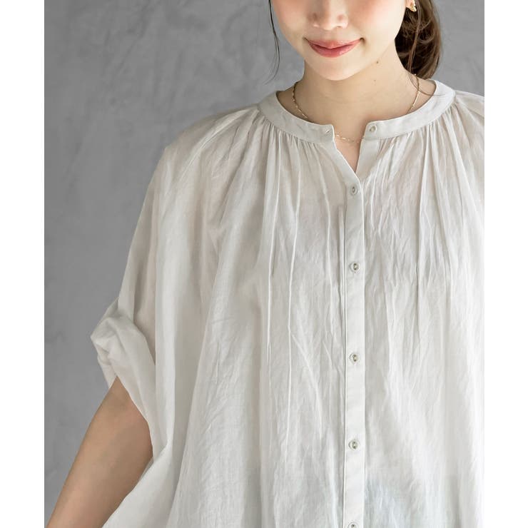 バンドカラーコットンドルマンブラウス | rps | 詳細画像38 