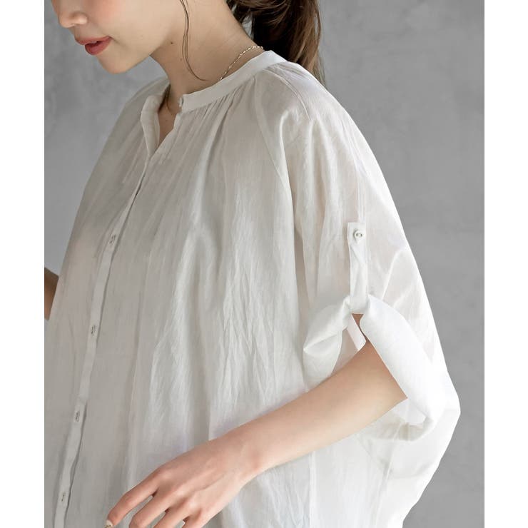 バンドカラーコットンドルマンブラウス | rps | 詳細画像39 