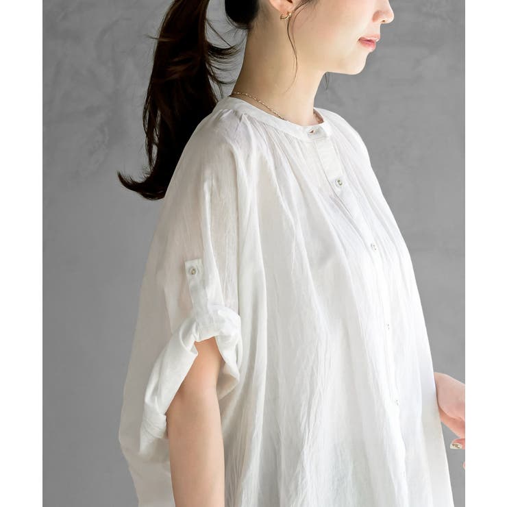 バンドカラーコットンドルマンブラウス | rps | 詳細画像41 