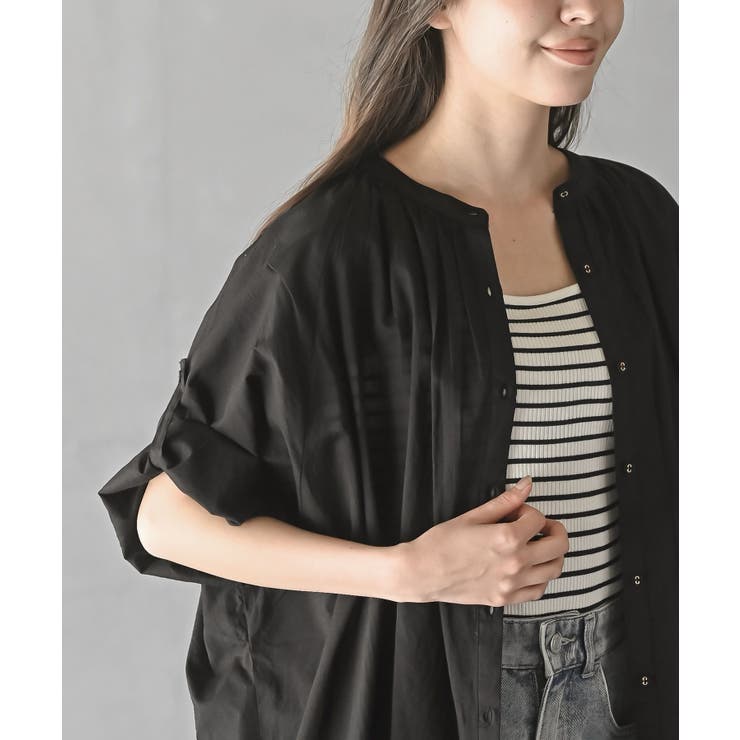 バンドカラーコットンドルマンブラウス | rps | 詳細画像9 