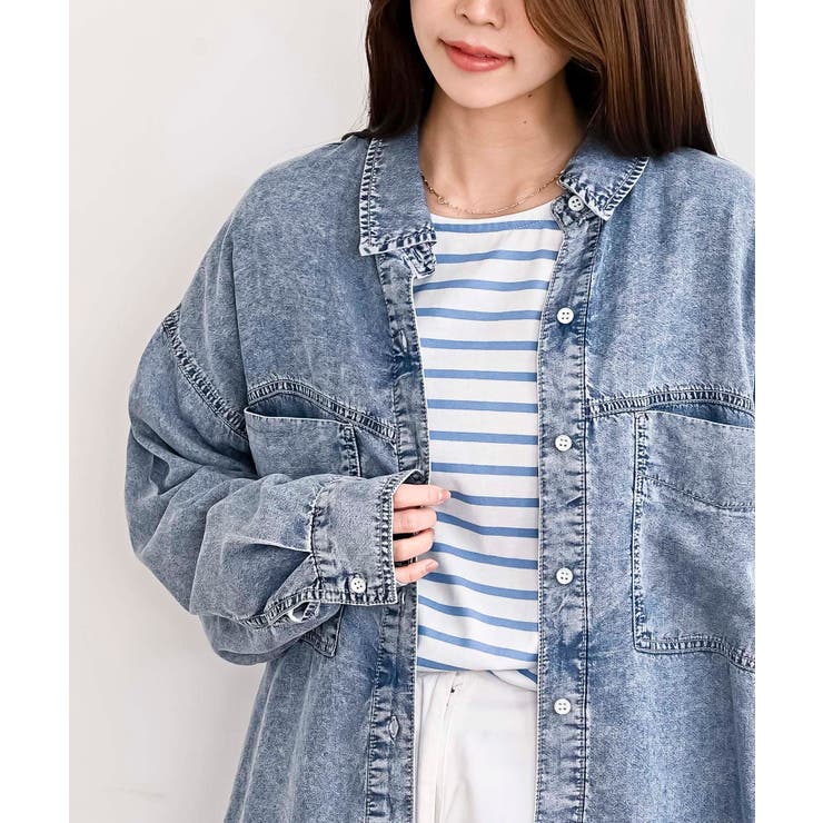 裾タック２ＷＡＹデニムＢＩＧシャツ | rps | 詳細画像14 