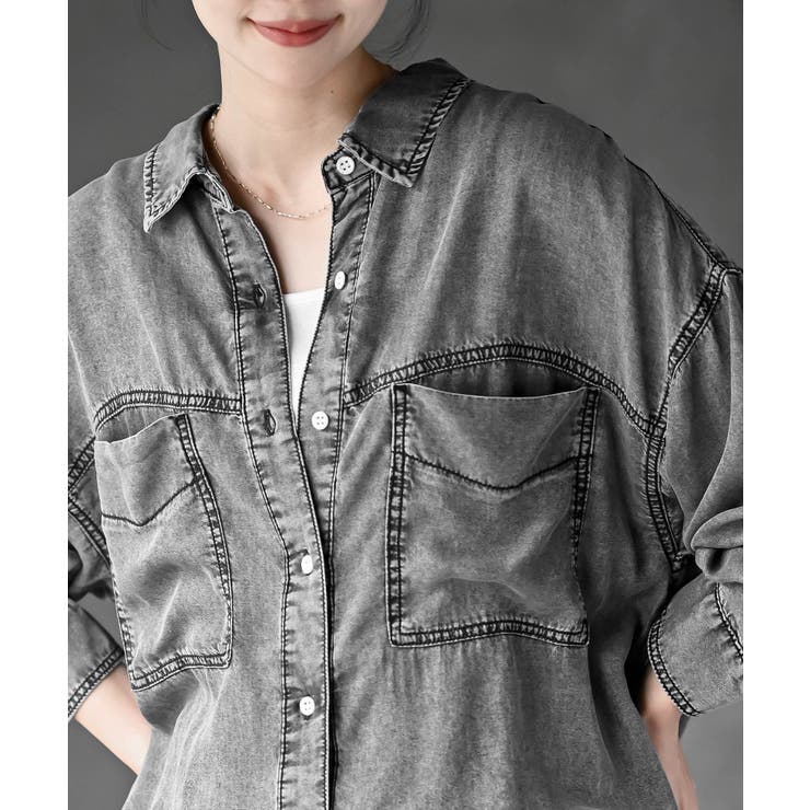 裾タック２ＷＡＹデニムＢＩＧシャツ | rps | 詳細画像6 