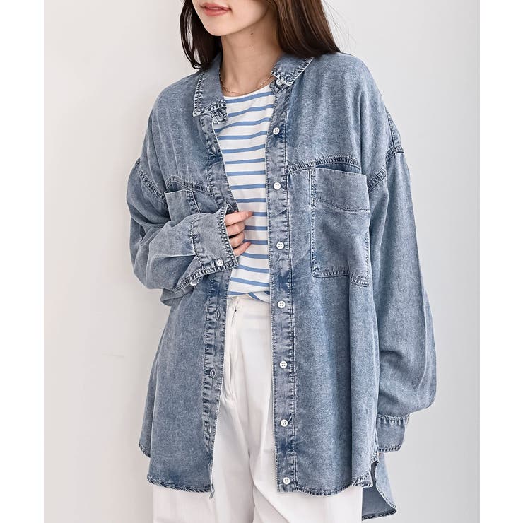 ブルー | 裾タック２ＷＡＹデニムＢＩＧシャツ | rps