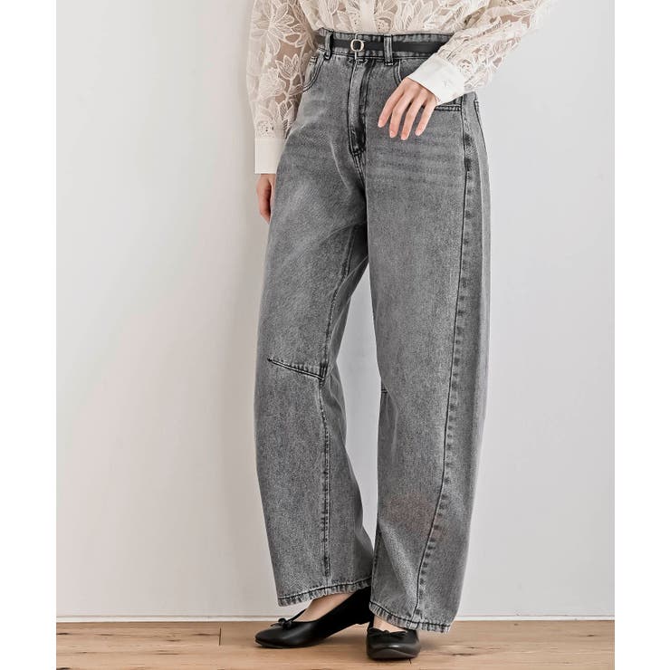 ブラック | デニムバレルレッグパンツ | rps