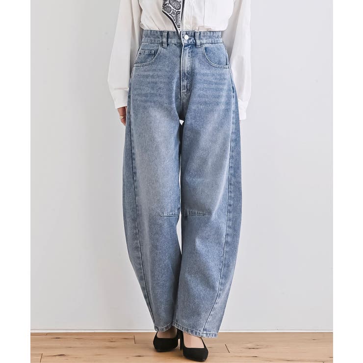 ブルー | デニムバレルレッグパンツ | rps