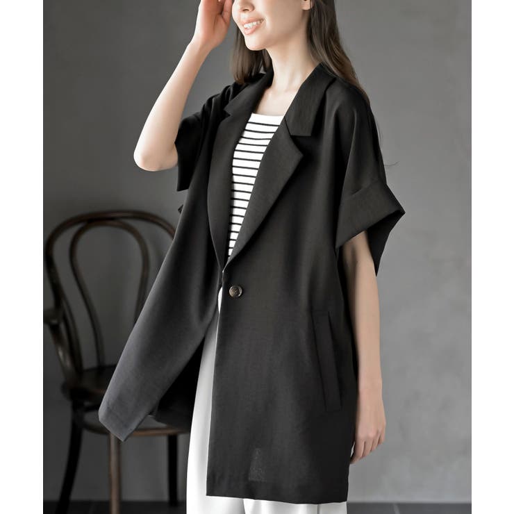 ブラック | ハーフスリーブトッパーテーラージャケット | rps