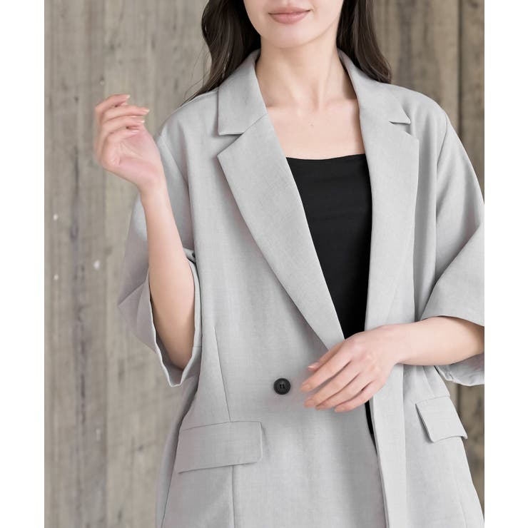 リネンライク半袖ジャケット | rps | 詳細画像6 